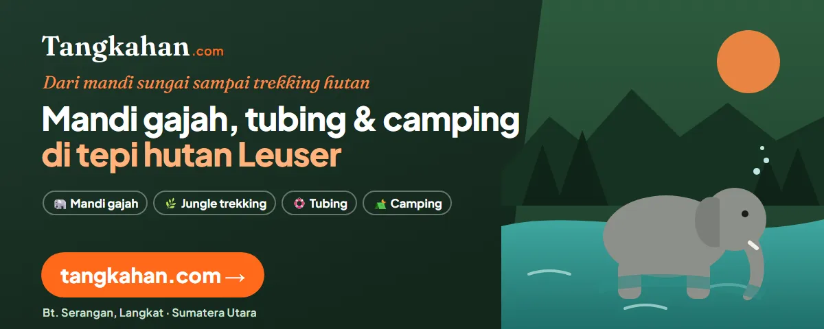 Tangkahan: mandi gajah, tubing & camping di tepi hutan Leuser